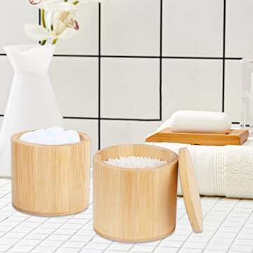LYroo Bamboo Cotton Pad Holder for Bathroom Organization