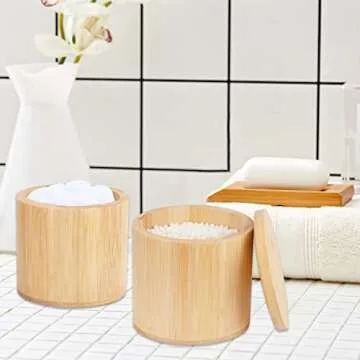 LYroo Bamboo Cotton Pad Holder for Bathroom Organization