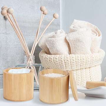 LYroo Bamboo Cotton Pad Holder for Bathroom Organization