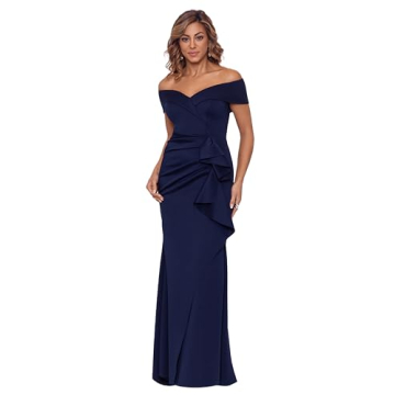 Xscape Women's Sweetheart Neck Off Shoulder Gown with Ruffles