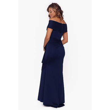 Xscape Off Shoulder Sweetheart Neck Ruffle Gown