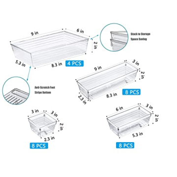 DCA 28 PCS Versatile Plastic Drawer Organizers for Home