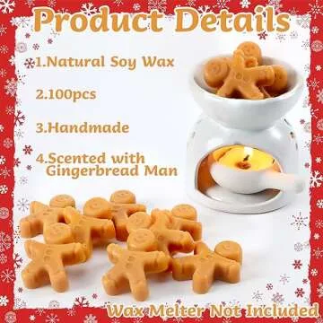 MTLEE Gingerbread Man Wax Melts - 60 Pcs Scented Decor