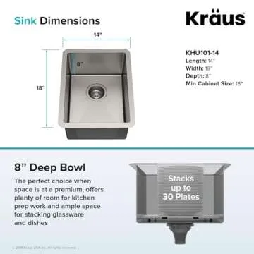Kraus 14 Inch Undermount Stainless Steel Kitchen Sink