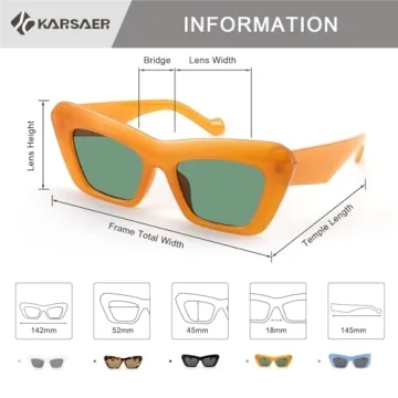 Stylish Karsaer Retro Vintage Cateye Square Sunglasses
