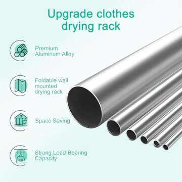 X-cosrack Wall Mount Clothes Drying Rack, 25.2" Wide Rustproof Accordion Retractable Drying Rack for Laundry Room/Bathroom Tower, 8 Bar Space-Saving Aluminium Alloys Laundry Drying Rack Silver