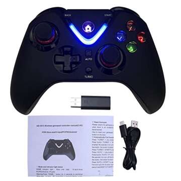 ROTOMOON Wireless Game Controller with ALPS Joysticks Hall Triggers Compatible with Xbox One S/X, Xbox Series S/X Gaming Gamepad, Remote Joypad with 2.4G Wireless Adapter, Rechargeable Battery (Black)