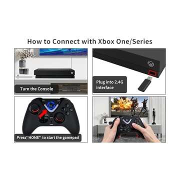 ROTOMOON Wireless Game Controller with ALPS Joysticks Hall Triggers Compatible with Xbox One S/X, Xbox Series S/X Gaming Gamepad, Remote Joypad with 2.4G Wireless Adapter, Rechargeable Battery (Black)