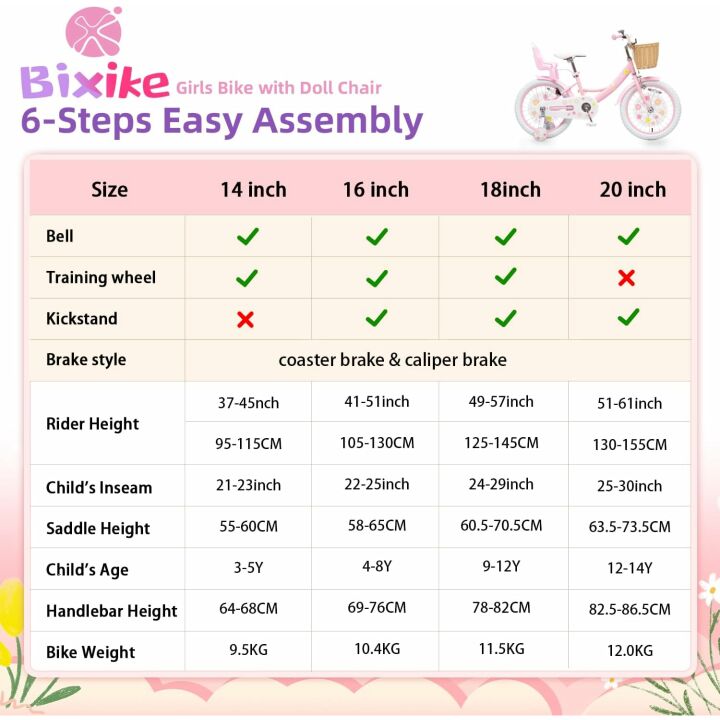 Girls Bike with Basket & Training Wheels - 3-14 Years