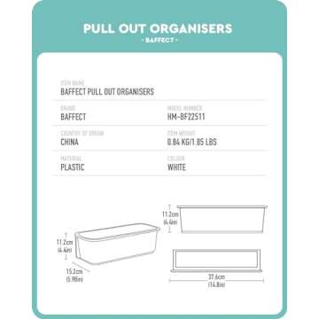 Baffect 2 pcs Under Sink Organizers Pull Out Cabinet Organizer Slide Out Plastic Storage Drawers Sliding Basket for Kitchen Bathroom Undersink (White)