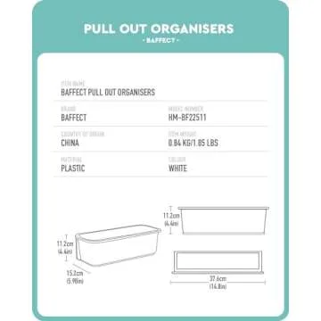 Baffect 2 pcs Under Sink Organizers Pull Out Cabinet Organizer Slide Out Plastic Storage Drawers Sliding Basket for Kitchen Bathroom Undersink (White)