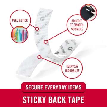 VELCRO Brand Sticky Back Hook and Loop Fasteners – 15ft Tape for Organizing