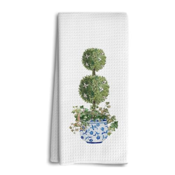 Dwept Blue and White Porcelain Kitchen Towels,Chinoiserie Decor, Preppy Chinoiserie Hand Towels, Wat...