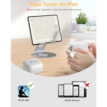 ADZERD Remote Control for TikTok, Page Turner for iPad iPhone, Bluetooth Camera Video Recording Remote, Scrolling Ring for TIK Tok, iPhone, iPad, iOS, Android - White