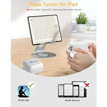 ADZERD Remote Control for TikTok, Page Turner for iPad iPhone, Bluetooth Camera Video Recording Remote, Scrolling Ring for TIK Tok, iPhone, iPad, iOS, Android - White