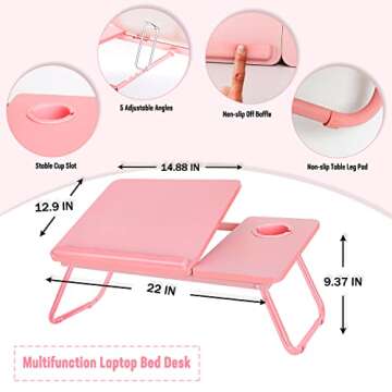 Portable Adjustable Laptop Bed Desk with Cup Holder