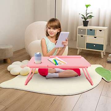 Portable Adjustable Laptop Bed Desk with Cup Holder