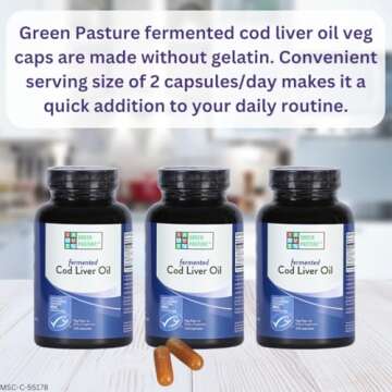 Green Pasture Blue ICE Fermented Cod Liver Oil -Non-Gelatin 120 Capsules