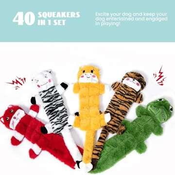 Nocciola 5 PCS No Stuffing Crinkle Dog Squeaky Toys, Durable Dog Toys for Tug of War, Tough Dog Toys...