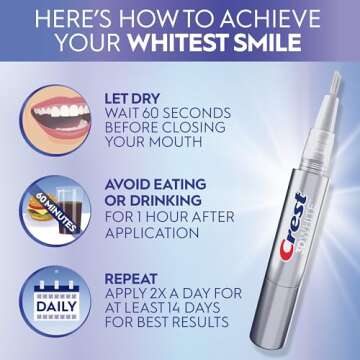 Crest 3DWhite Teeth Whitening Pen, Easy-to-Use, Conveniently Erases Surface Stains, Teeth Whitening Products