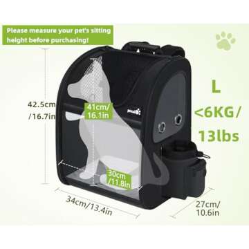 Pecute Pet Carrier Backpack, Dog Carrier Backpack, Expandable with Breathable Mesh for Small Dogs Ca...