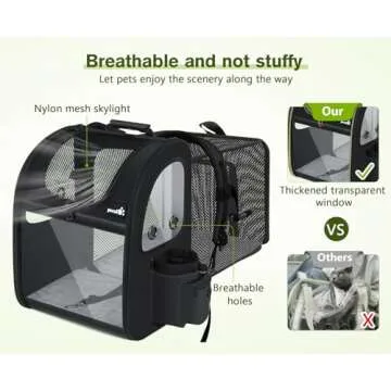 Pecute Pet Carrier Backpack, Dog Carrier Backpack, Expandable with Breathable Mesh for Small Dogs Cats Puppies, Pet Backpack Bag for Hiking Travel Camping Outdoor Hold Pets Up to 18 Lbs