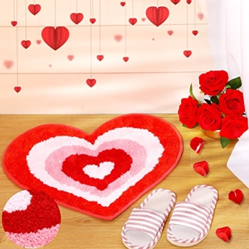 Cindeer Heart Shaped Non Slip Bathroom Rug for Valentine's Day