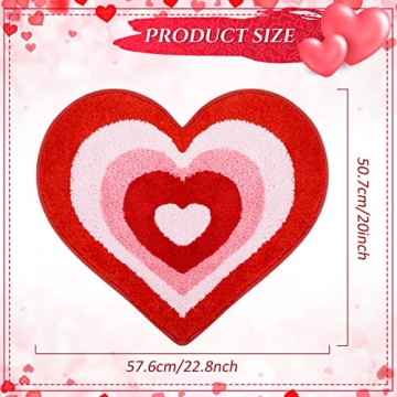 Cindeer Heart Shaped Non Slip Bathroom Rug for Valentine's Day