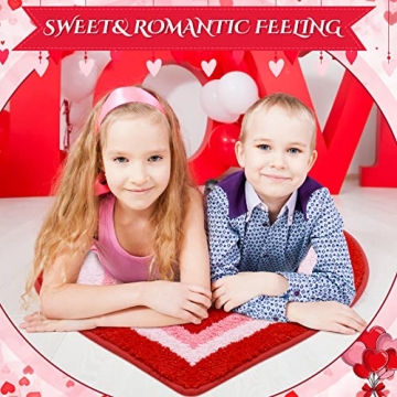 Cindeer Heart Shaped Non Slip Bathroom Rug for Valentine's Day