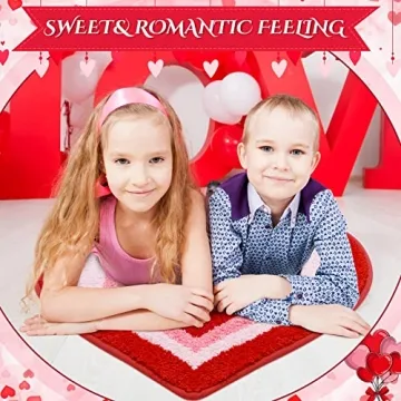 Cindeer Heart Shaped Non Slip Bathroom Rug for Valentine's Day