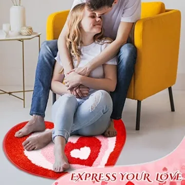 Cindeer Heart Shaped Non Slip Bathroom Rug for Valentine's Day