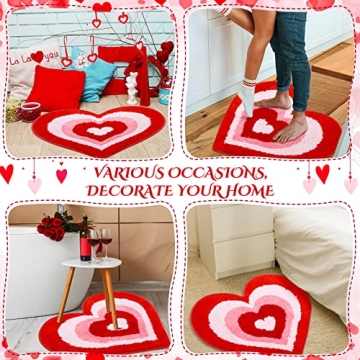 Cindeer Heart Shaped Non Slip Bathroom Rug for Valentine's Day