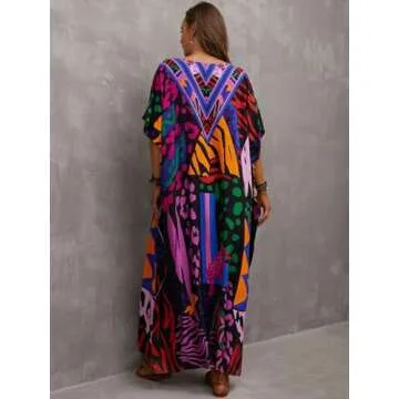 Kaftan Dresses for Women Plus Size Bathing Suit Cover up Caftan Maxi Beach Dresses Dark Purple