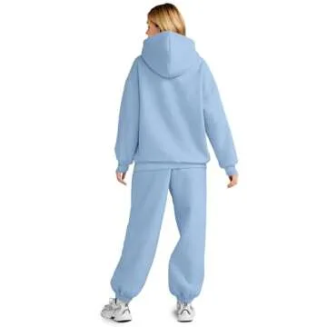 AUTOMET Sweatsuits Women 2 Piece Outfit Lounge Two Piece Sets Fall Fashion 2025 Tracksuits Oversized Sweatshirt and Sweatpants Casual Teen Girls Clothing LightBlue M