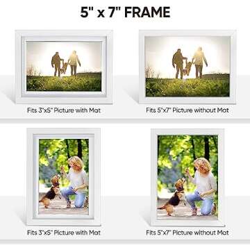 Nacial Picture Frames, White 5x7 Picture Frame Set of 4, Photo Frame Display 4x6 Photo with Mat and 5x7 photo without Mat, Picture Frames Collage for Wall or Tabletop