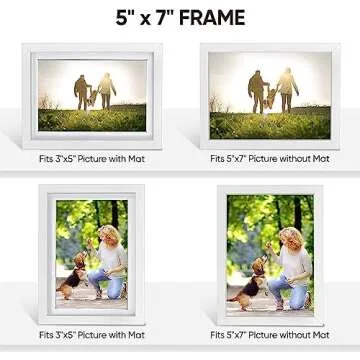 Nacial Picture Frames, White 5x7 Picture Frame Set of 4, Photo Frame Display 4x6 Photo with Mat and 5x7 photo without Mat, Picture Frames Collage for Wall or Tabletop