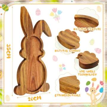 Domensi Bunny Shaped Wooden Serving Plates - Ideal for Easter and Beyond!