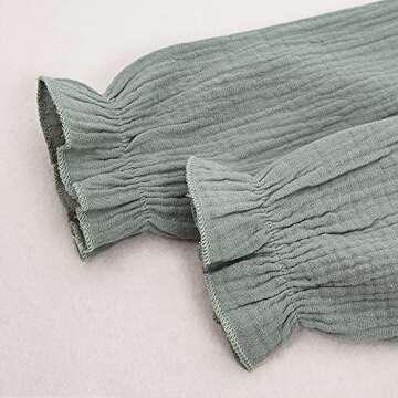 GLIGLITTR Toddler Baby Girl Cotton Linen Dress Long Sleeve Crew Neck Dresses Button Down Sundress Casual Fall White Dress (Green, 3-4T)