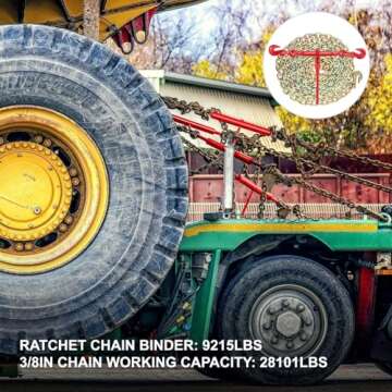 VEVOR Chain and Binder Kit 3/8in-1/2in, G80 Chains Ratchet Load Binders 9215lbs Working Strength, Ra...