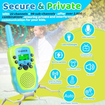 Vvinca Walkie Talkies - Rechargeable Kids Communication Toy