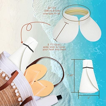 Sun Protection Wide Brim Straw Visor Hat for Women