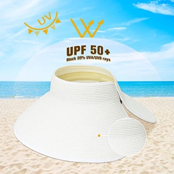 Sun Protection Wide Brim Straw Visor Hat for Women