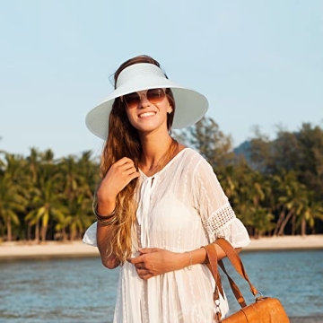 Sun Protection Wide Brim Straw Visor Hat for Women