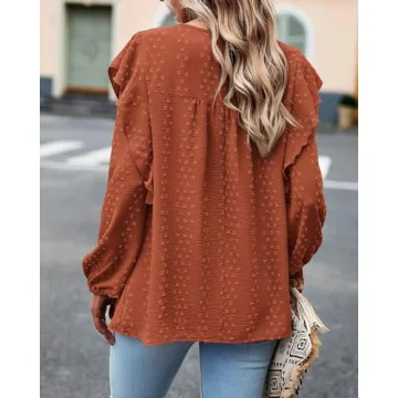 BTFBM Long Sleeve Swiss Dot Blouse for Women Dressy Casual