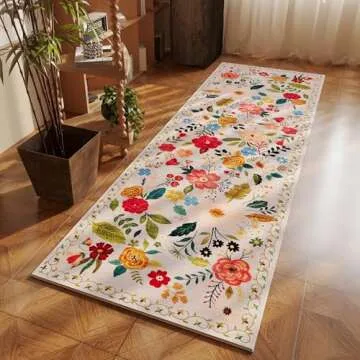 Rugcomf Runner Rug for Hallways Kitchen Runner Rug Non Slip 2'x 6' Washable Runner Rugs with Rubber Backing Soft Floral Carpet Runner for Hallways, Kitchen, Laundry, Bedroom, Bathroom(Beige)