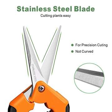 DAMOTEC Hand Pruner， Pruning Shear，Garden clippers, snip scissors, ratchet pruning shears, work 3 times easier, gardening tools, sharp garden scissors, arthritis weak hand snips (Orange)