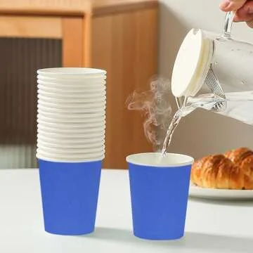Yes!Fresh Hot Party Paper Cups, 8 Ounce, 50 Count, Multiple Colors (Blue)