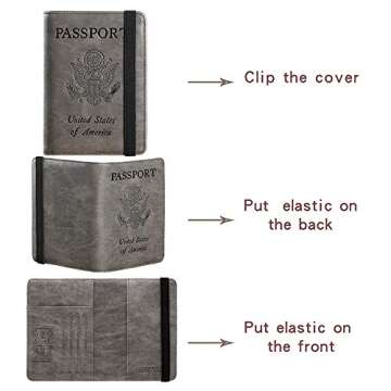 Passport Holder Cover Wallet Travel Essentials RFID Blocking Leather Card Case International Travel Must Haves Travel Accessories for Women Men(101#Coffee Grey)