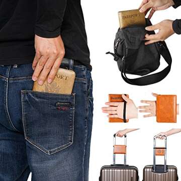 Passport Holder Cover Wallet Travel Essentials RFID Blocking Leather Card Case International Travel Must Haves Travel Accessories for Women Men(101#Coffee Grey)