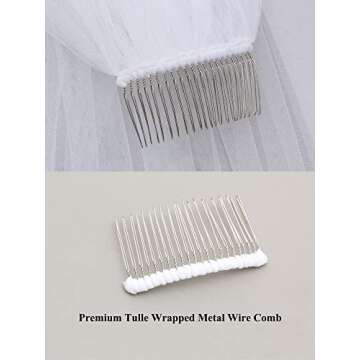 SAMKY 1T 1 Tier Hemmed Pencil Edge Bridal Wedding Veil -Light Ivory Shoulder Length 25" V523